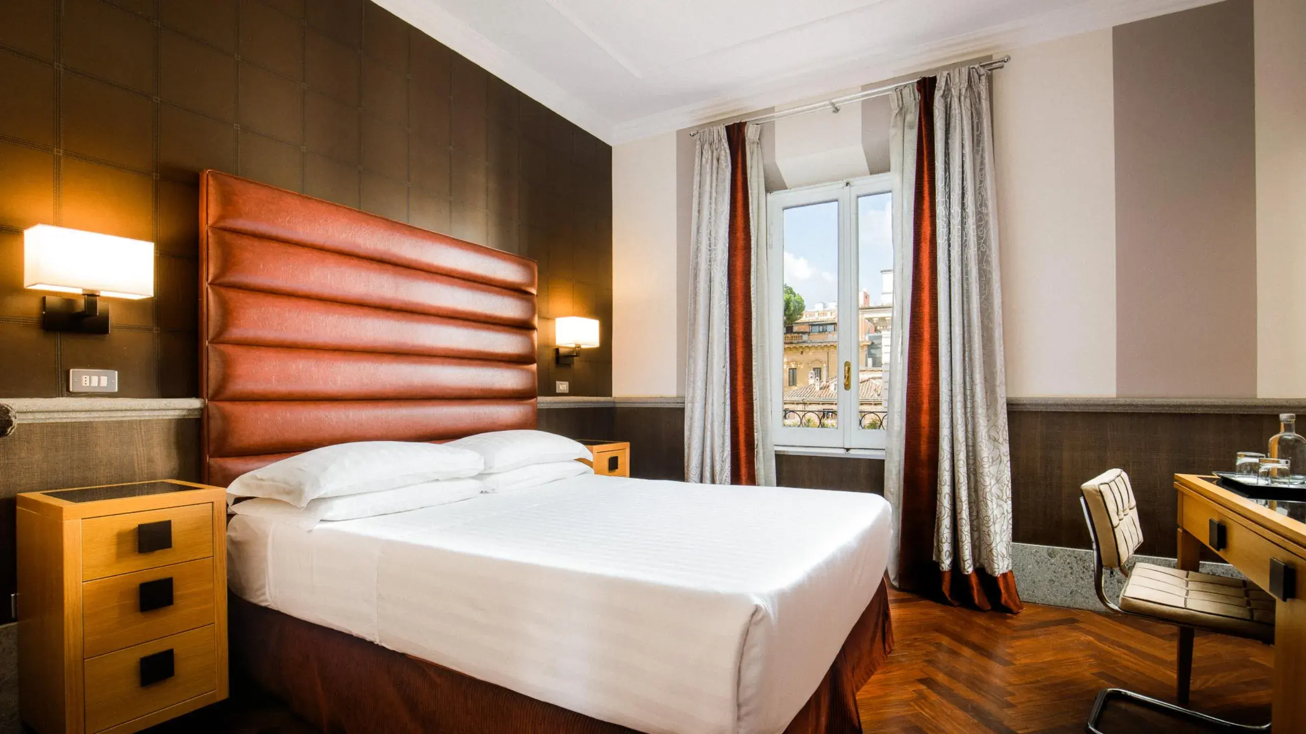 A deluxe double room in the main hotel