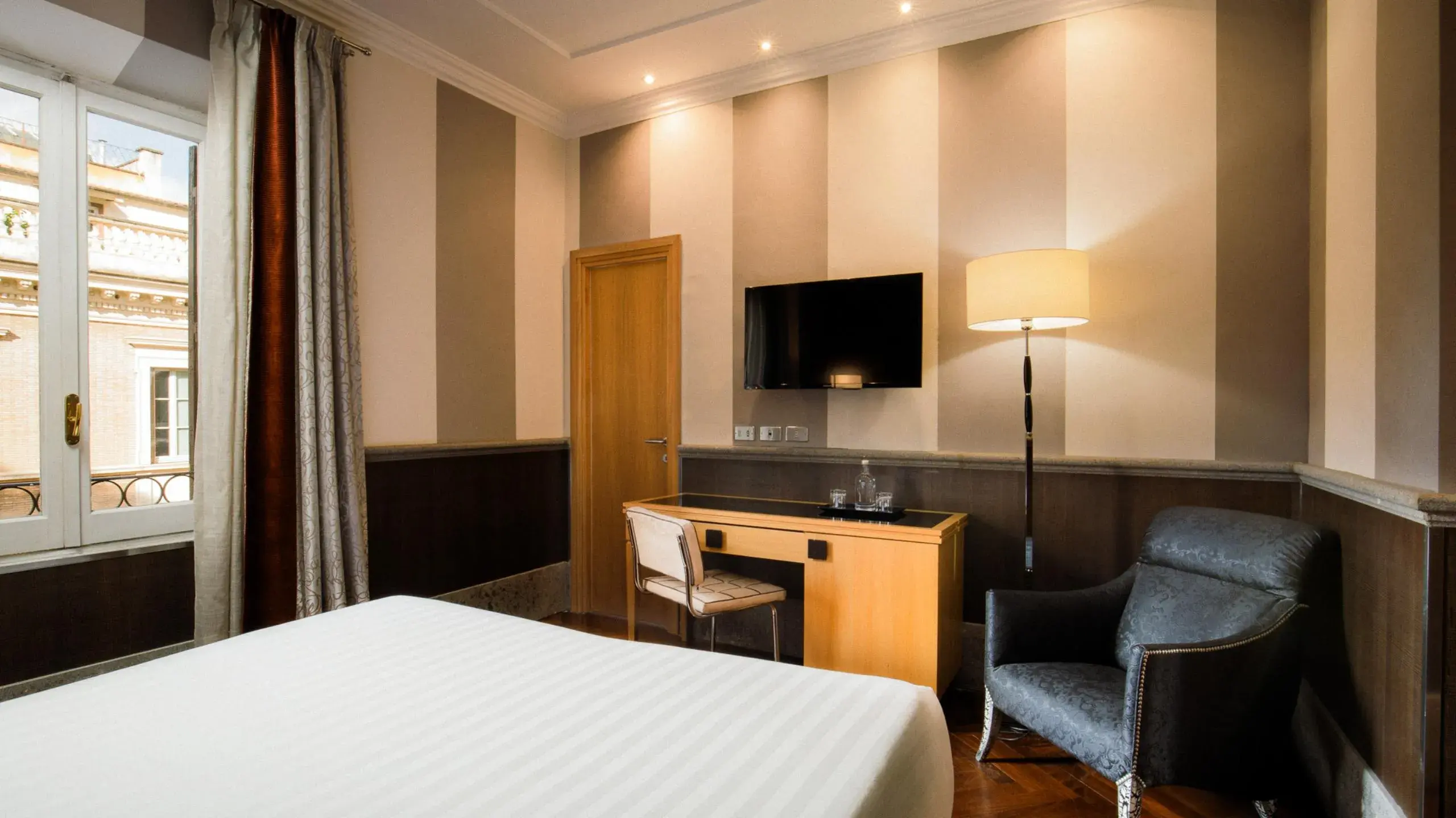 A deluxe double room in the main hotel